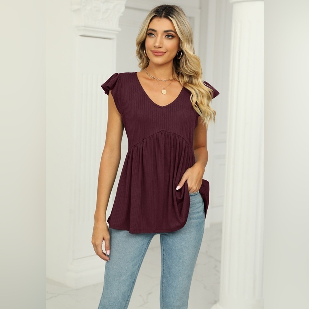 Just Dreaming Flutter Sleeve Babydoll Blouse